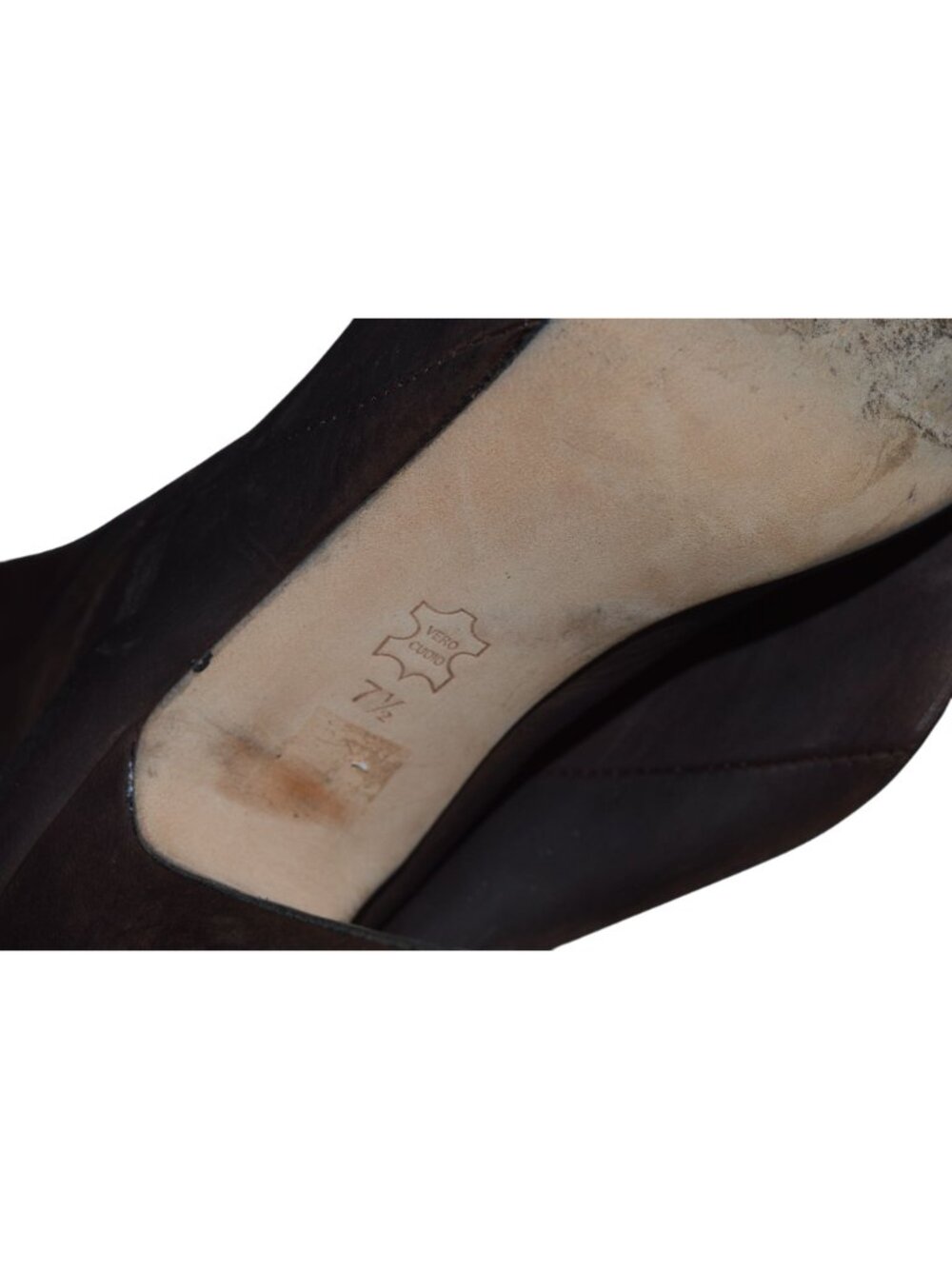 Cynthia Vincent Brown Suede Heeled Knee High Boots Womens Size 7.5 Gold Interior - Picture 7 of 11